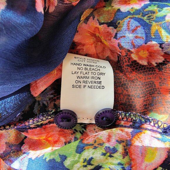 Fig & Flower Sheer Floral Boho Button Front Blouse (Like Figueroa & Flower) - Picture 11 of 11